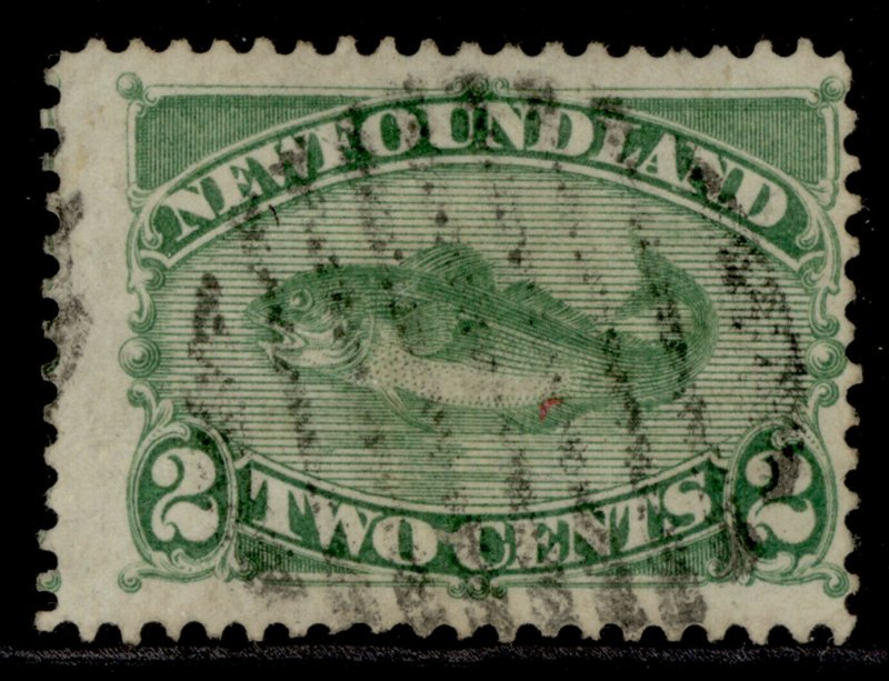 CANADA - Newfoundland QV SG46, 2c yellow-green, USED. Cat £32. 