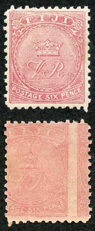 Fiji SG57a 1878-99 6d dull rose Perf 11 ERROR PRINTED BOTH SIDES SUPERB M/M