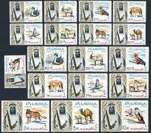 Fujeira 1-18,MNH. Animals,Birds 1964:Grebe,Arabian Oryx,Horse,Hawk,Herons,Camel,