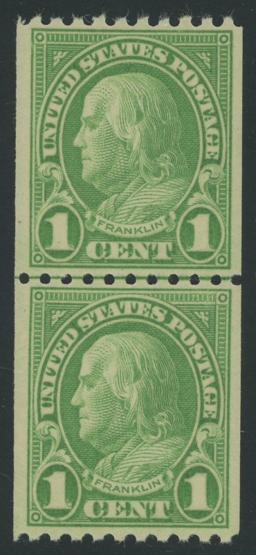 USA 604 - 1 cent Franklin Joint Line Pair - VF/XF Mint never hinged