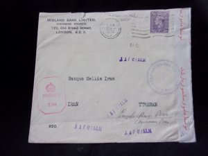 GEORGE VI 3d 'M B' PERFIN ON COVER TO MIDDLE EAST