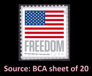 US Flag Freedom forever single (1 stamp from BCA sheet) MNH 2023 Apr 15 