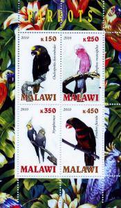 Malawi 2010 Parrots Sheet (4) Perforated mnh.vf