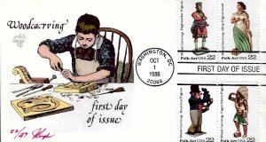 Pugh Designed/Painted Woodcarving  FDC...22 of Only 47 created!