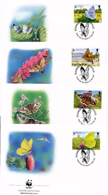 [54248] Guernsey 1997 Butterflies Schmetterlingen Papillons WWF  FDC 4 covers