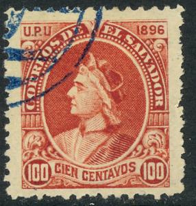 EL SALVADOR 1897 100c COLUMBUS Sc 170L USED