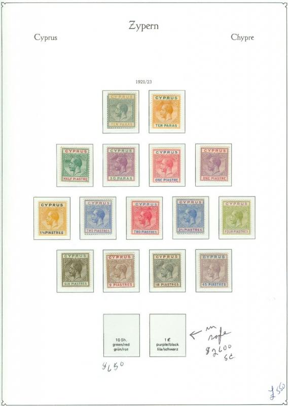 CYPRUS : A Beautiful all Mint, Very Fine Original Gum collection on album pages.