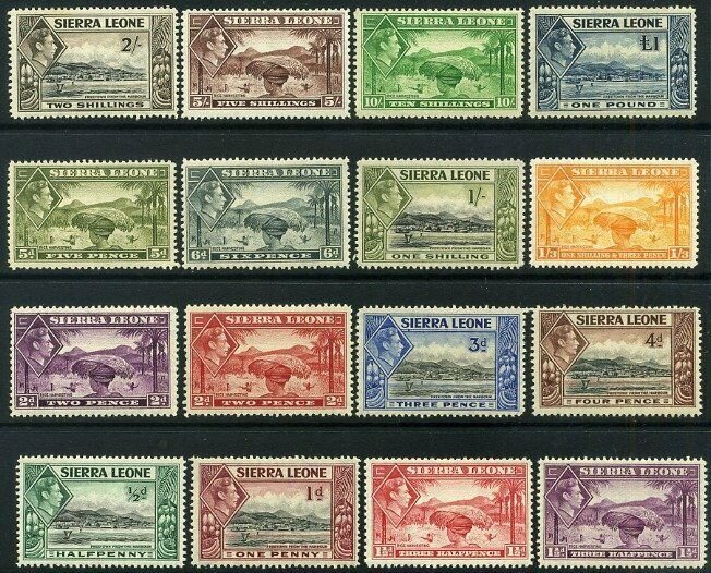 Sierra Leone 1938- 45 KGVI set complete SG 188 to SG200 Mounted Mint