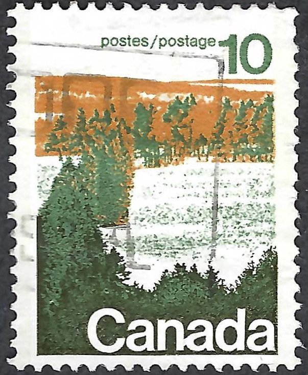 Canada #594a 10¢ Forest (1972). Perf. 13. Used.