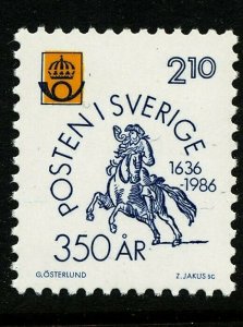Sweden 1986 The Swedish Post Office 350 years; mail rider.  MNH 