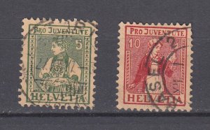 J48789 J LStamps 1917 switzerland used #b8-9 girls