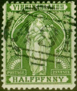 Virgin Islands 1899 1/2d Yellow-Green SG43a 'HALF PFNNY' Fine Used 