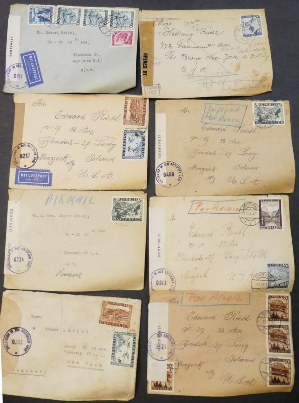 EDW1949SELL : AUSTRIA Collection of 33 Air Mail Censored covers to USA.