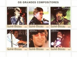 Guinea - Bissau 2003 - D.Bowie, E.John, J.Hendrix, F.Domino, J.Lennon