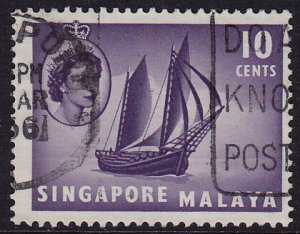 Singapore - 1955 - Scott #34 - used - Sailship