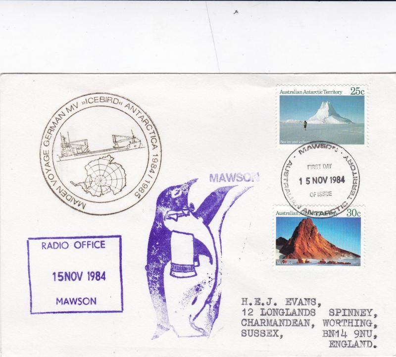 Australian Antarctic Territory 1984 Iceberg Maiden Voyage Iceberg Mawson Cover 