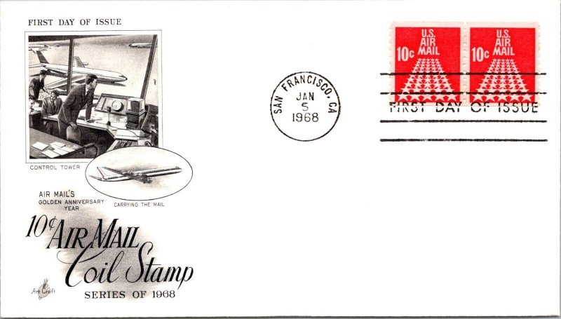 FDC 1968 SC #C72 Artcraft Cachet - San Francisco, CA - Pair - F77075