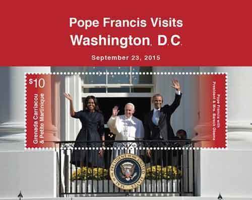 Grenadines 2015 - Pope Francis Visits Obama Souvenir Stamp Sheet Scott #2942 MNH