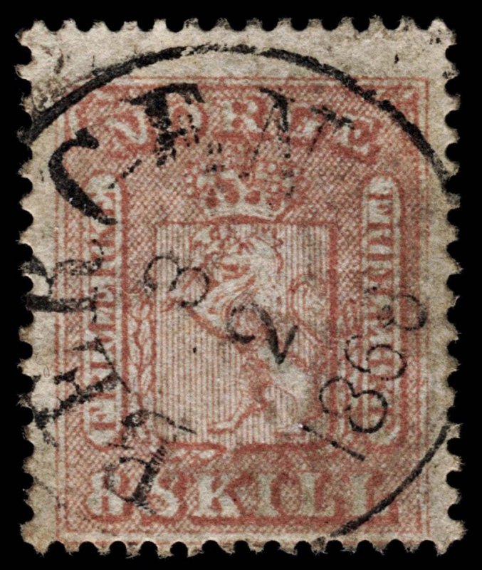 4100: Norway SG17 8 Skill Pink. 1863. Sc#9 Mi9 Fine Used. C£65