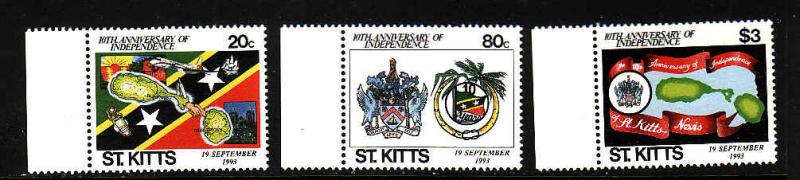 D3-St. Kitts-Scott#366-8-Unused NH set-Independence Annivers