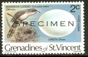 ST VINCENT GRENADINES 1978 2c Mangrove Cuckoo Bird and Egg SPECIMEN Sc 134SP MNH