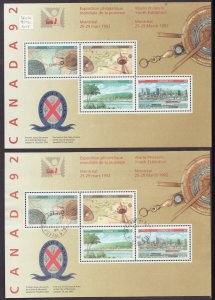 1992 - #1407a MNH & Used Souvenir Sheets - Canada Philatelic Youth Show - cv$10