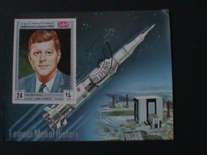 ​YEMEN-1969-WORLD FAMOUS MAN IN HISTORY-JOHN F. KENNEDY CTO-S/S VF-LAST ONE