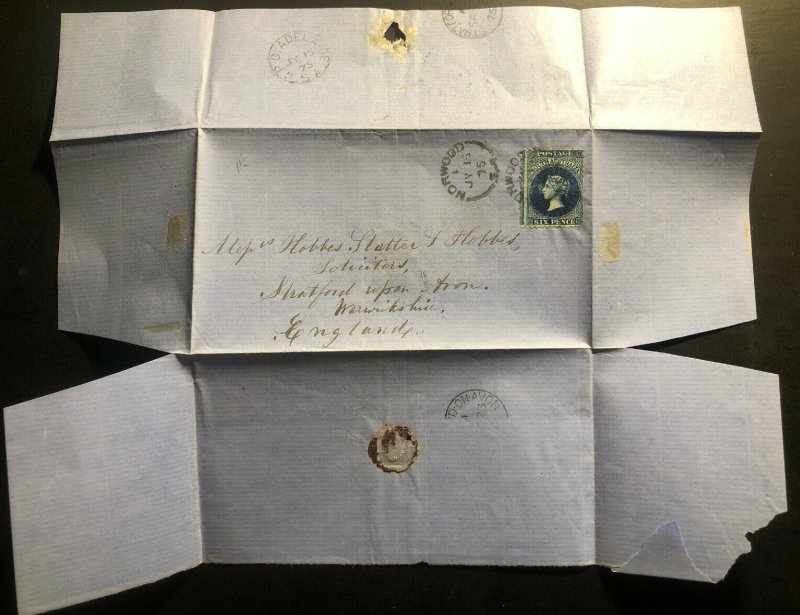 1875 Norwood South Australia Letter cover To Stanford England 
