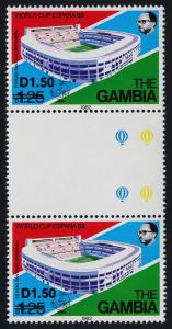 Gambia 497b gutter pair MNH Stadium, World Cup Soccer