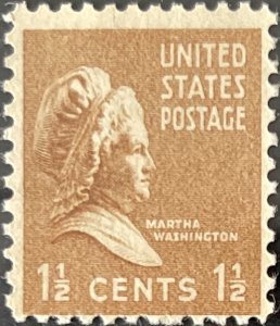 Scott #805 1938 1½¢ Presidential Series Martha Washington MNH OG