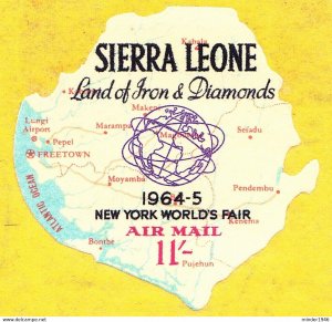 SIERRA LEONE 1964 QEII 11/-, Multicoloured, Worlds Fair Map Odd Shaped Self A...