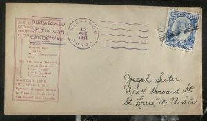 1934 Niuafoou Tonga Toga Islands Tin Can Mail Cover To St Louis Mo USA Cachet