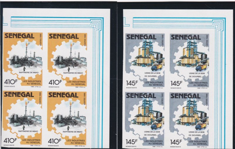 Senegal # 790-793, Industries in Senegal, Imperf Blocks of 4, NH, 1/2 Cat.
