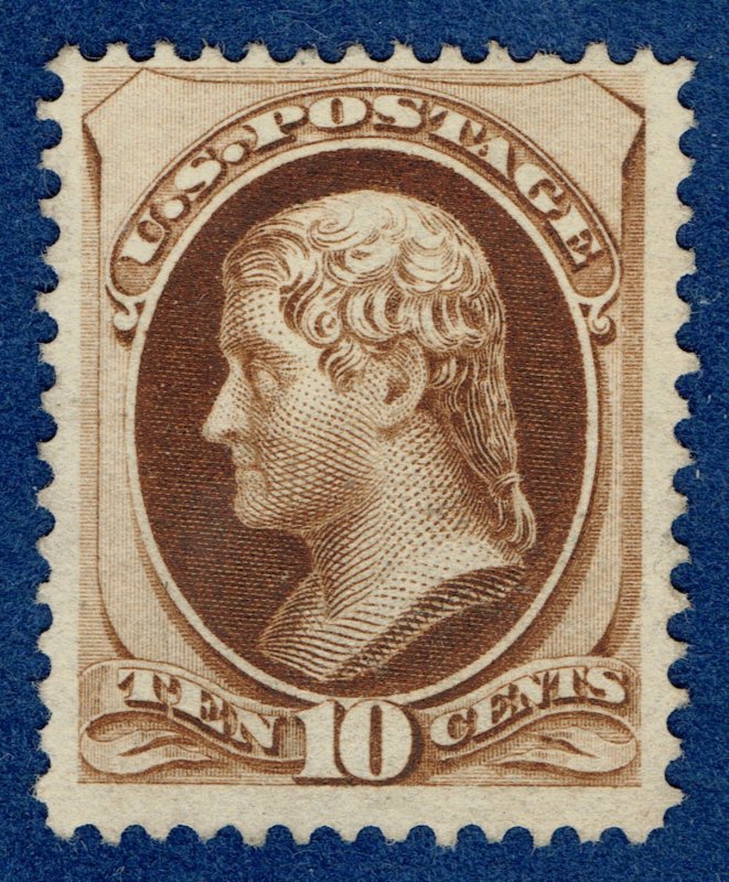 [0724] 1873 Scott#161 10¢ brown mint no gum cv :$250