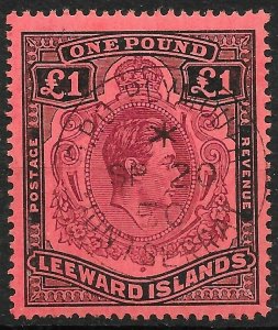 LEEWARD ISLANDS SG114b 1945 1 BROWN-PURPLE & BLACK/SALMON USED