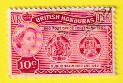 BRITISH HONDURAS SCOTT#157 1960 10c POST OFFICE CENTENARY - USED