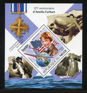 NIGER 2022  125th ANNIVERSARY OF AMELIA EARHART SOUVENIR SHEET MINT NH