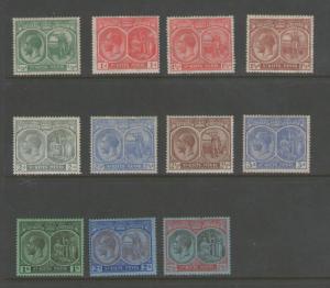 St Kitts & Neves 1921 KGV SG 37,38,40,42-45,46b-47b. MH