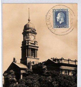 NEW ZEALAND Postcard *Wellington Town Hall* Real Photo 1928 Rotterdam PJ77