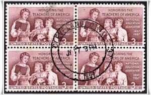 ♦SC#1093 3¢ School Teachers Block of Four (Used)