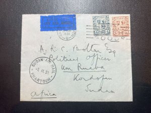 1931 Ireland Airmail Cover Khartoum to Um Ruaba Sudan Africa