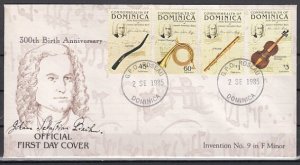 Dominica, Scott cat. 910-913. Composer J. Bach issue. First Day Cover. ^