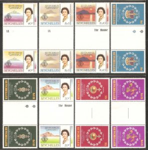 SEYCHELLES Sc# 567 - 571 MNH FVF Set of 4 + SS Queen Elizabeth Royalty