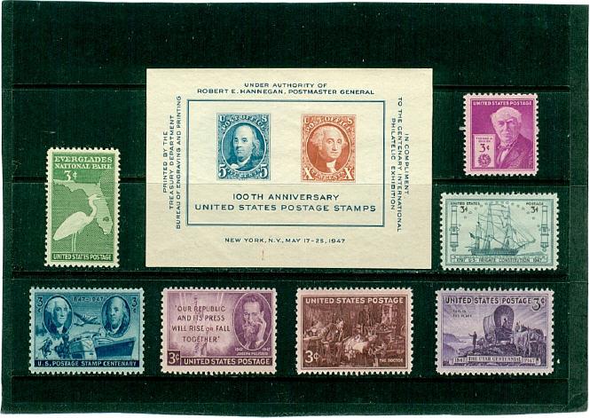 1947 Commemoritive Year set w/S/Sheet - MNH (8 Stamps)