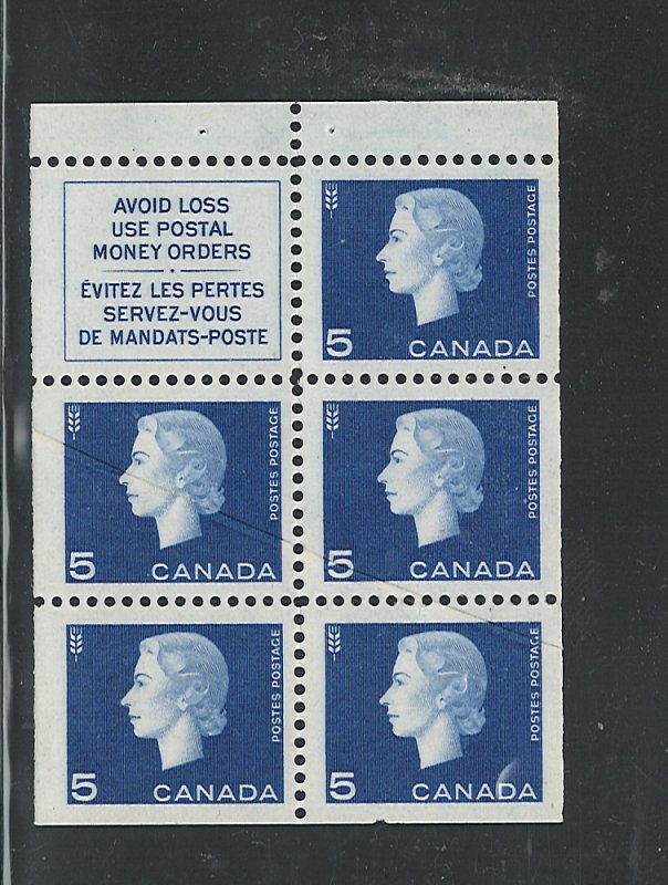 CANADA 1962-'63 'CAMEO ISSUE #405; Bklt Pane MNH,PAY IN Cnd.$$