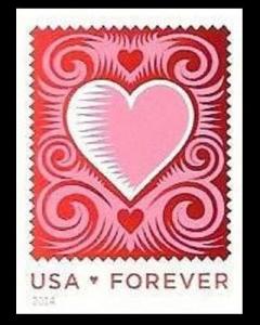 US 4847a Love Cut Paper Heart imperf NDC single MNH 2014