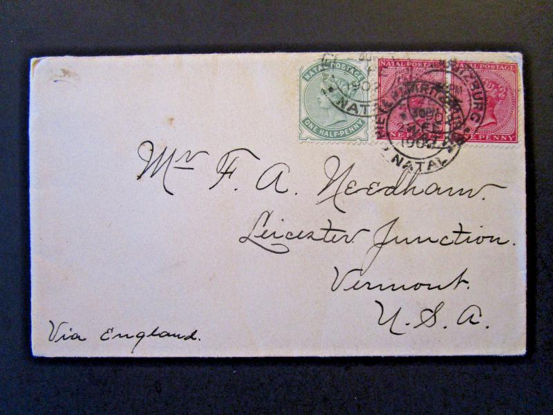 Natal 1902 Cover to USA - Z5355