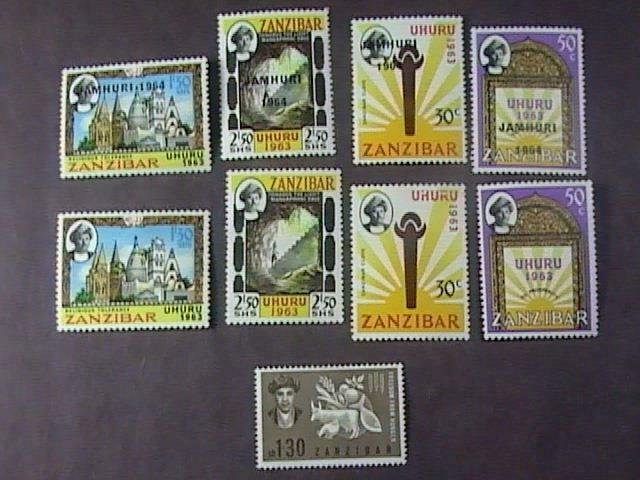 ZANZIBAR # 280-284 & 301-304--MINT/NEVER HINGED--9 STAMPS---1963