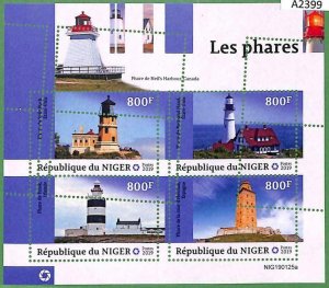 A2399 - NIGER - ERROR - MISPERF stamp sheet 2019 lighthouse-