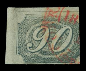 BRAZIL 1844  INCLINADOS  90reis black - Type IIa - Sc # 10 used VF sheet corner